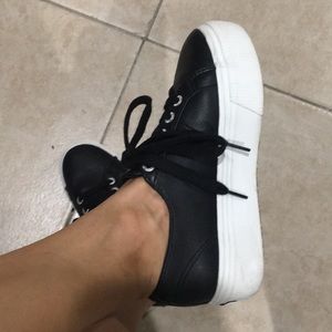 Black leather Superga